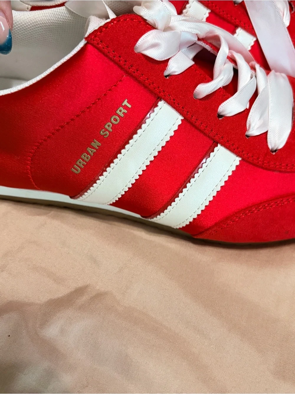 Urban Sport Red and White Satin Sneakers